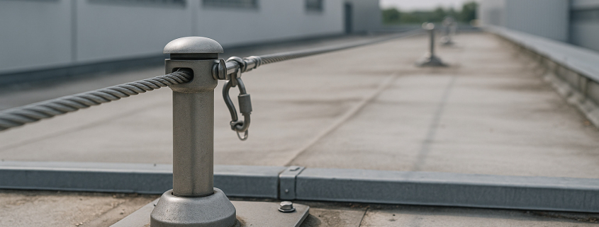 durabilidad de líneas de vida mostrando sistemas resistentes y duraderos en instalación industrial después de años de uso