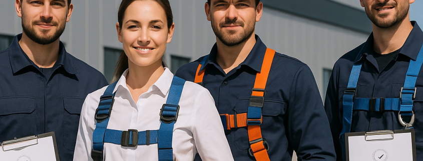 Equipo de técnicos profesionales especialistas en instalación de líneas de vida con certificaciones