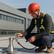 mantenimiento de líneas de vida - técnico realizando inspección de seguridad